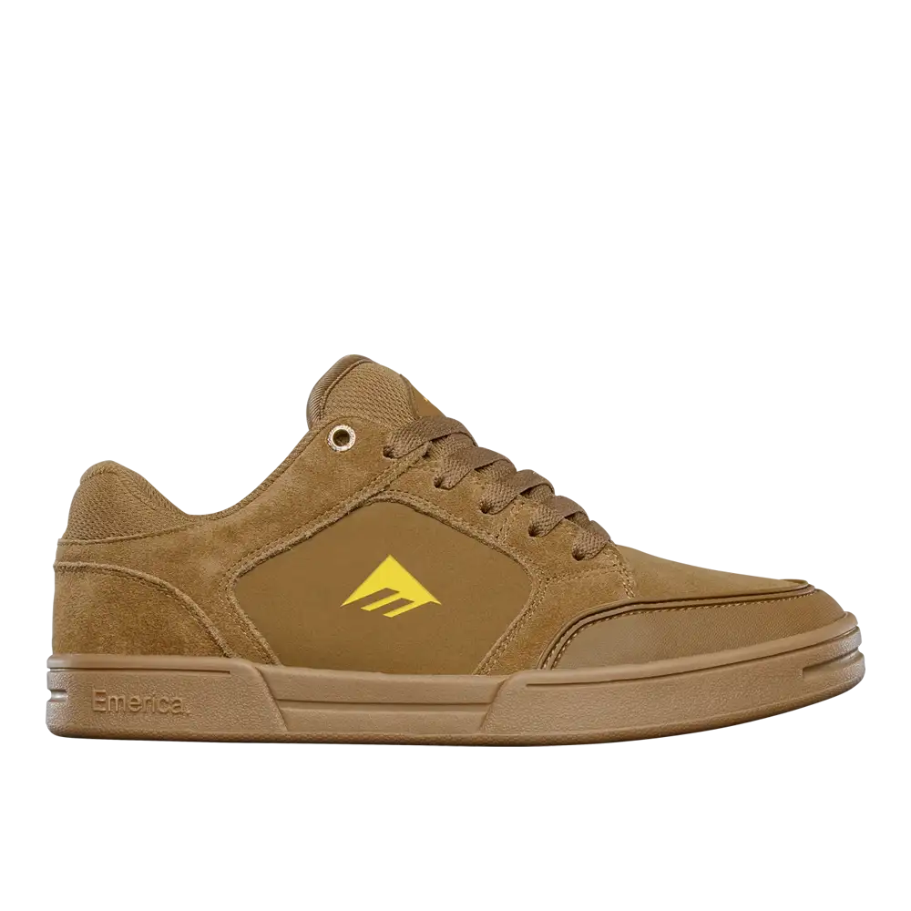 Heritic Low - Top Brown/Gum Skate Shoe | Emerica Low-Top Shoe Emerica Skate Durable Skateboarding Skater Shoes