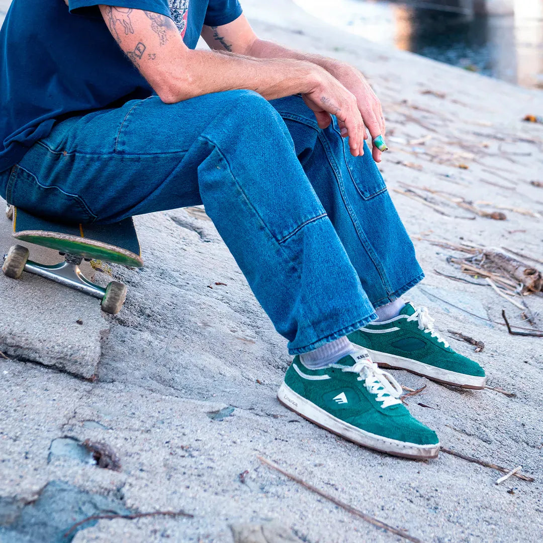 KSL III - Hunter Green Men's Skate Shoes | Emerica CA Low-Top Vulcanized Emerica Skate Durable Skateboarding Skater Shoes