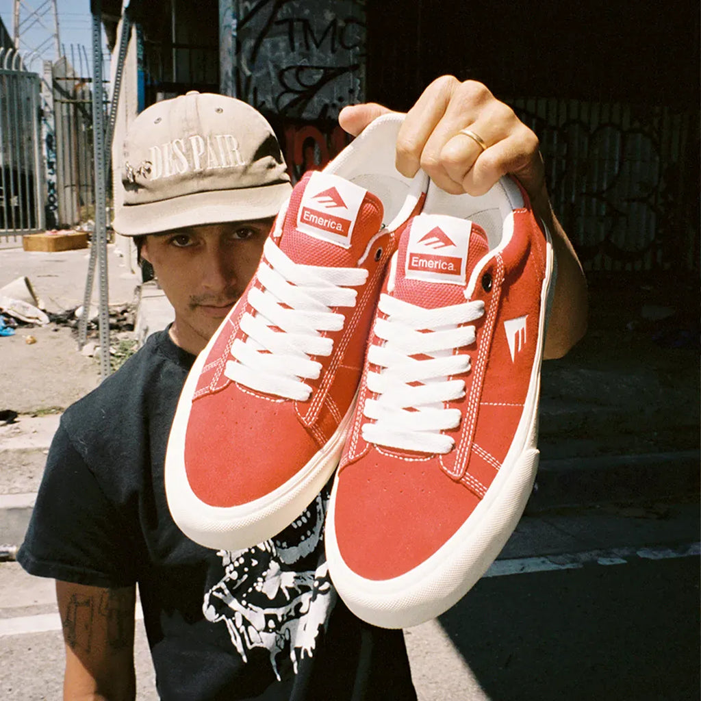 Moca - Red Classic Men's Skateboarding Shoes | Emerica CA Low-Top Shoe Emerica Skate Durable Skateboarding Skater Shoes