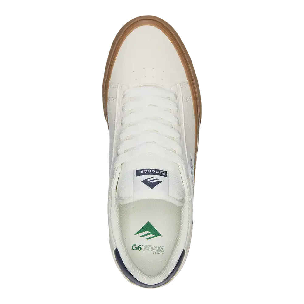 Moca - White/Gum Classic Men's Skate Shoes | Emerica CA Low-Top Shoe Emerica Skate Durable Skateboarding Skater Shoes