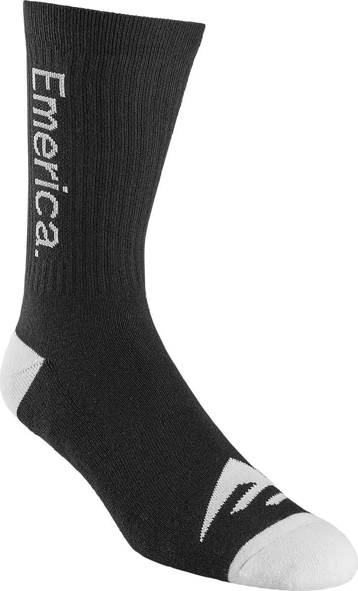 Pure Crew Sock - Black/White Skate Socks | Emerica CA Crew Sock Emerica BLACK/WHITE / OS Skate Durable Skateboarding Skater Shoes 6140001181.976.OS.1ST 7630961810436