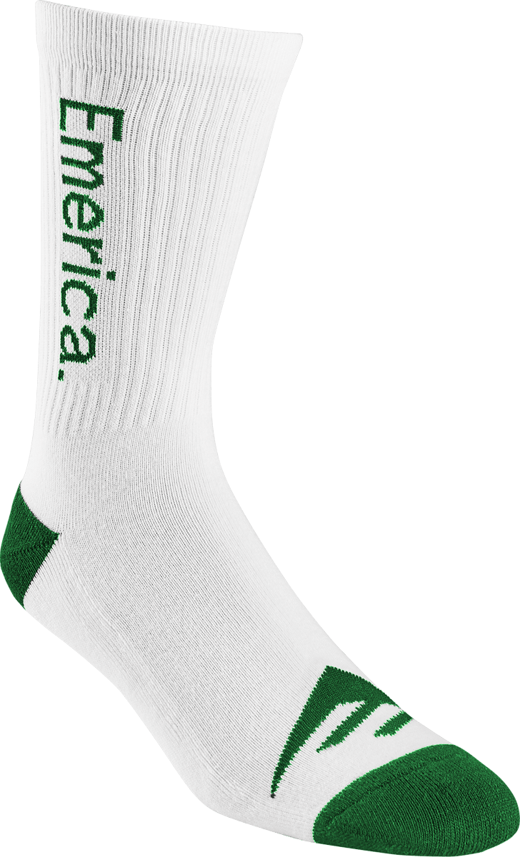 PURE CREW SOCK Emerica WHITE/GREEN / ONE SIZE Skate Durable Skateboarding Skater Shoes 6140001181.167.OS.1ST 194691401410