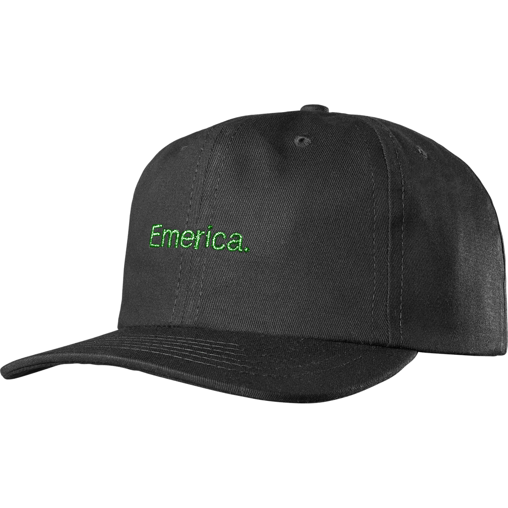 Pure Gold Dad Hat - Black/Green Skate Hat | Emerica CA Emerica BLACK/GREEN / ONE SIZE Skate Durable Skateboarding Skater Shoes 6140001162.985.OS.1ST 194691401373
