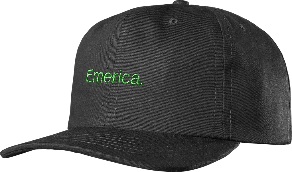 Pure Gold Dad Hat - Black/Green Skate Hat | Emerica CA Emerica BLACK/GREEN / OS Skate Durable Skateboarding Skater Shoes 6140001162.985.OS.1ST 7630961810429