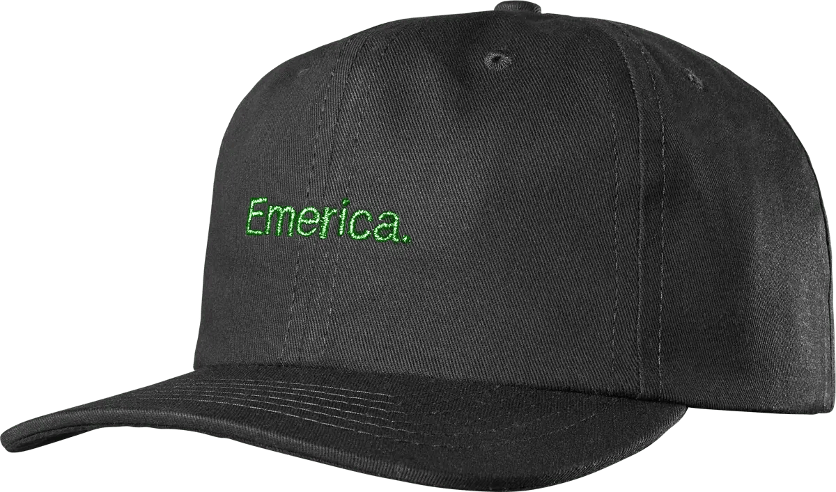 Pure Gold Dad Hat - Black/Green Skate Hat | Emerica CA Emerica BLACK/GREEN / OS Skate Durable Skateboarding Skater Shoes 6140001162.985.OS.1ST 7630961810429