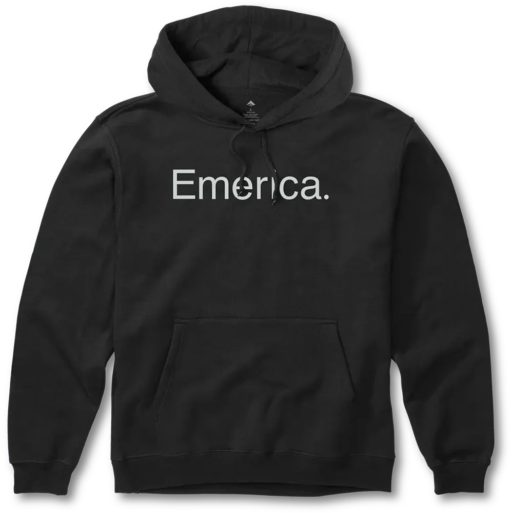 Pure Logo Pullover - Black Skate Hoodie | Emerica CA Screen Hooded Fleece Emerica Skate Durable Skateboarding Skater Shoes