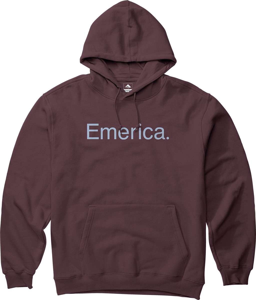 Pure Logo Pullover Screen Burgundy Hooded Fleece | Emerica Screen Hooded Fleece Emerica Skate Durable Skateboarding Skater Shoes
